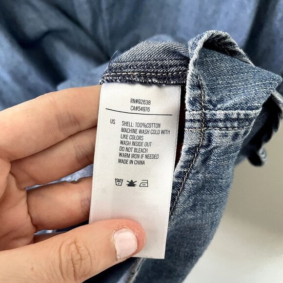 Fossil cotton short sleeved denim dress casual comfortable pockets collar summer - Picture 7 of 9